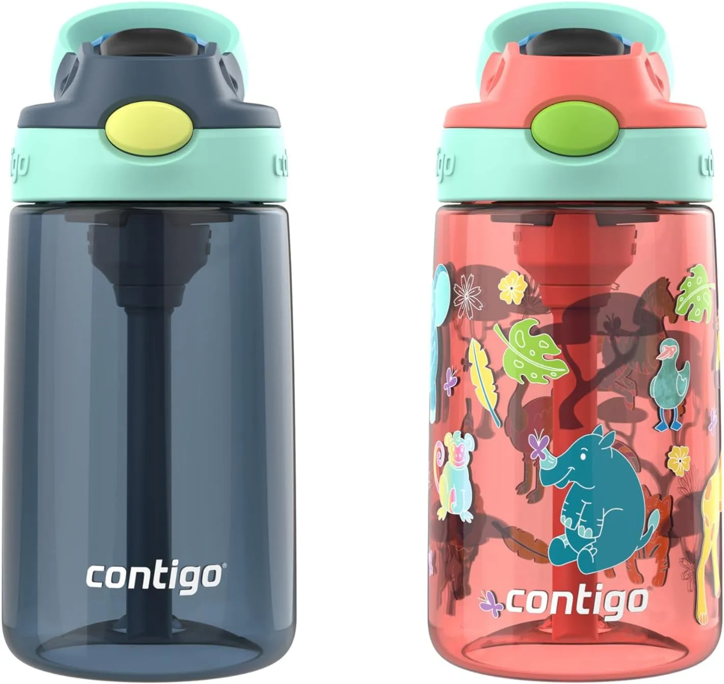 Contigo Kids Water Bottle with Redesigned AUTOSPOUT Straw, 14 oz, 2-Pack