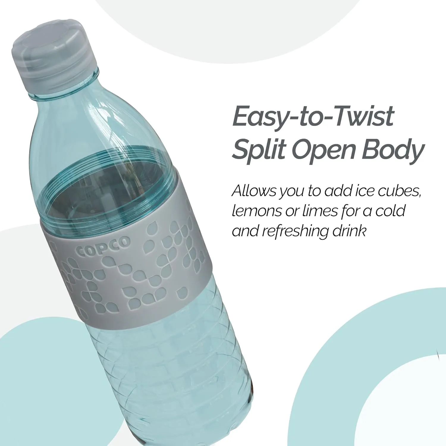 Copco Water Bottle with Chug Lid, Reusable, BPA Free Plastic, Dishwasher Safe, Perfect for Travel, School, Outdoors, and Gym, Hydra 16.9oz, Set of 2, Light Blue & Gray