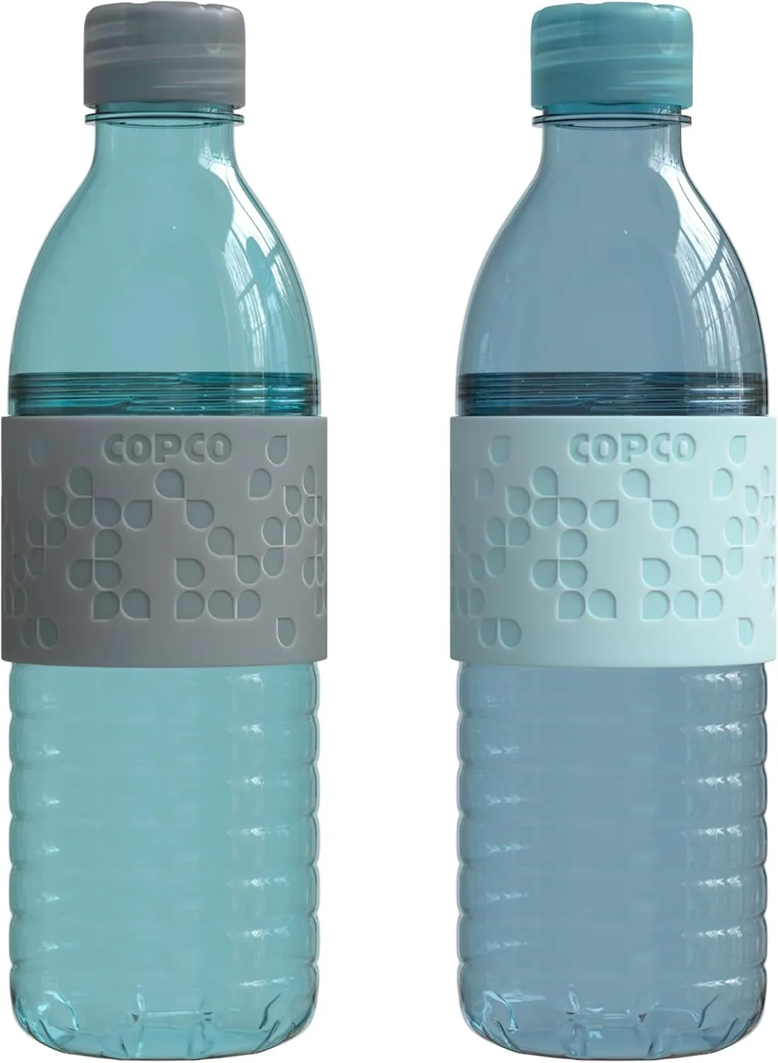 Copco Water Bottle with Chug Lid, Reusable, BPA Free Plastic, Dishwasher Safe, Perfect for Travel, School, Outdoors, and Gym, Hydra 16.9oz, Set of 2, Light Blue & Gray