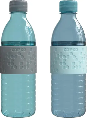 Copco Water Bottle with Chug Lid, Reusable, BPA Free Plastic, Dishwasher Safe, Perfect for Travel, School, Outdoors, and Gym, Hydra 16.9oz, Set of 2, Light Blue & Gray