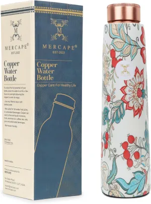 Copper Water Bottle A Handmade Ayurvedic Enameled Print Pure Copper Water Bottle For Drinking - Increase Your Water Consumption, and Experience Immediate Health Benefits 900ml