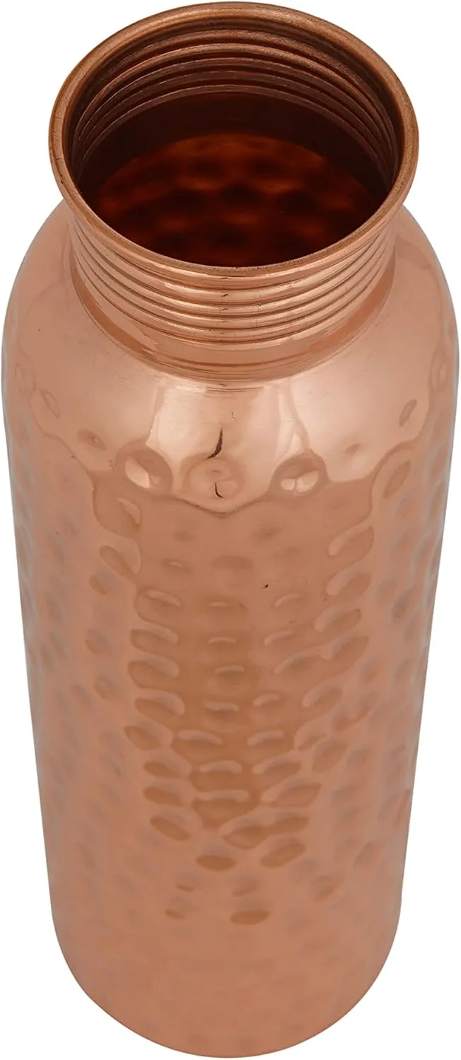Copper Water Bottle for Drinking 34 oz Copper Ayurveda Pure Copper Water Bottle Ayurvedic Water Bottle with Lid Leak Proof Joint Less Water Bottle Travel Bottle for Gym, Office, Hiking,Outdoor Bottle