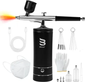Cordless Airbrush Kit with Compressor, 48PSI Rechargeable Handheld Airbrush for Nails, Portable Nail Airbrush Machine for Tattoo, Nail Art, Makeup, Barber, Model, Cake Decoration etc.
