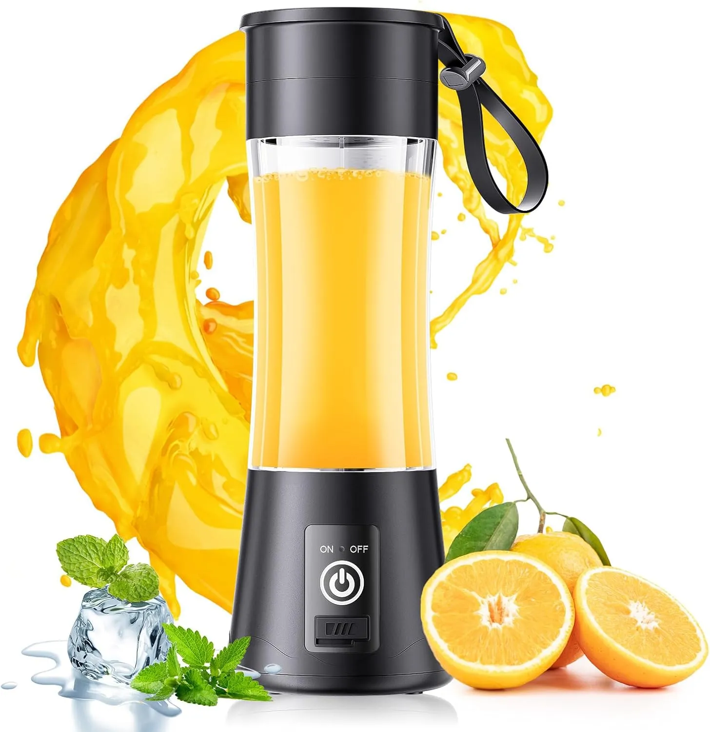 Cordless Portable Personal Size Blender - USB Rechargeable Blender for Smoothies and Shakes, 6 Blades with 380Ml BPA Free Juice Cup, Freshly Squeezed for Picnic/Sprots