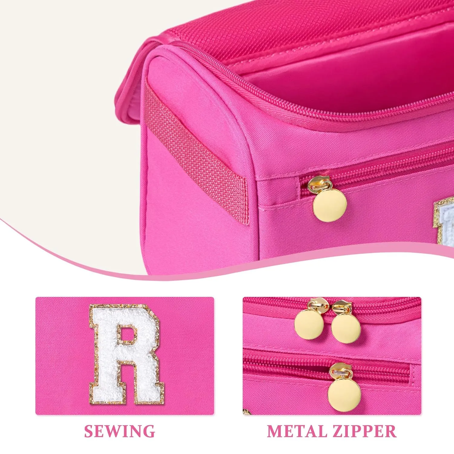 COSHAYSOO Thoughtful New Mom Gifts for Women First Time Mothers Day Present Self Care Spa Gifts Travel Toiletry Weekender Bag, Initial Traveling Toiletries Skin Care Items Organizer Hot Pink Letter R