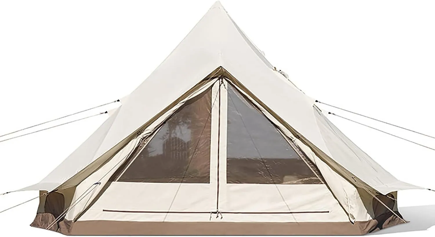 Cotton Canvas Family Camping Tent, Camping Tent for 3-4 People Automatic 60s Large Space Tower, Bell Shaped Teepee Tent, Waterproof Teepee Pyramid Tent