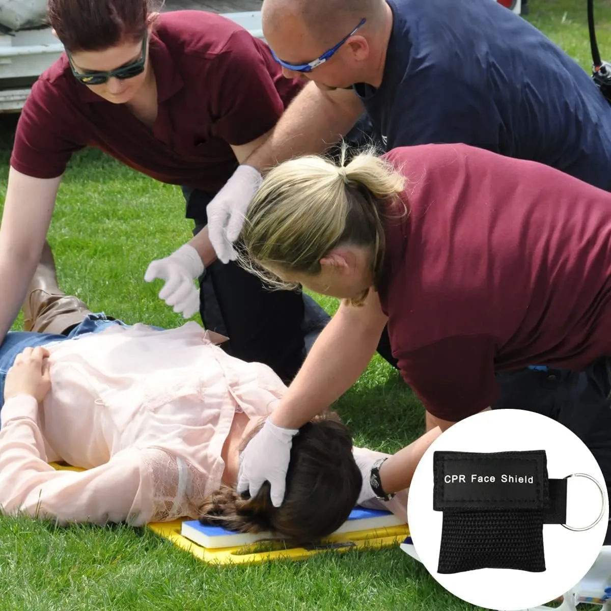 CPR Mask, Disposable CPR Shield Mask Emergency Mask with One-Way Valve Breathing Barrier for First Aid