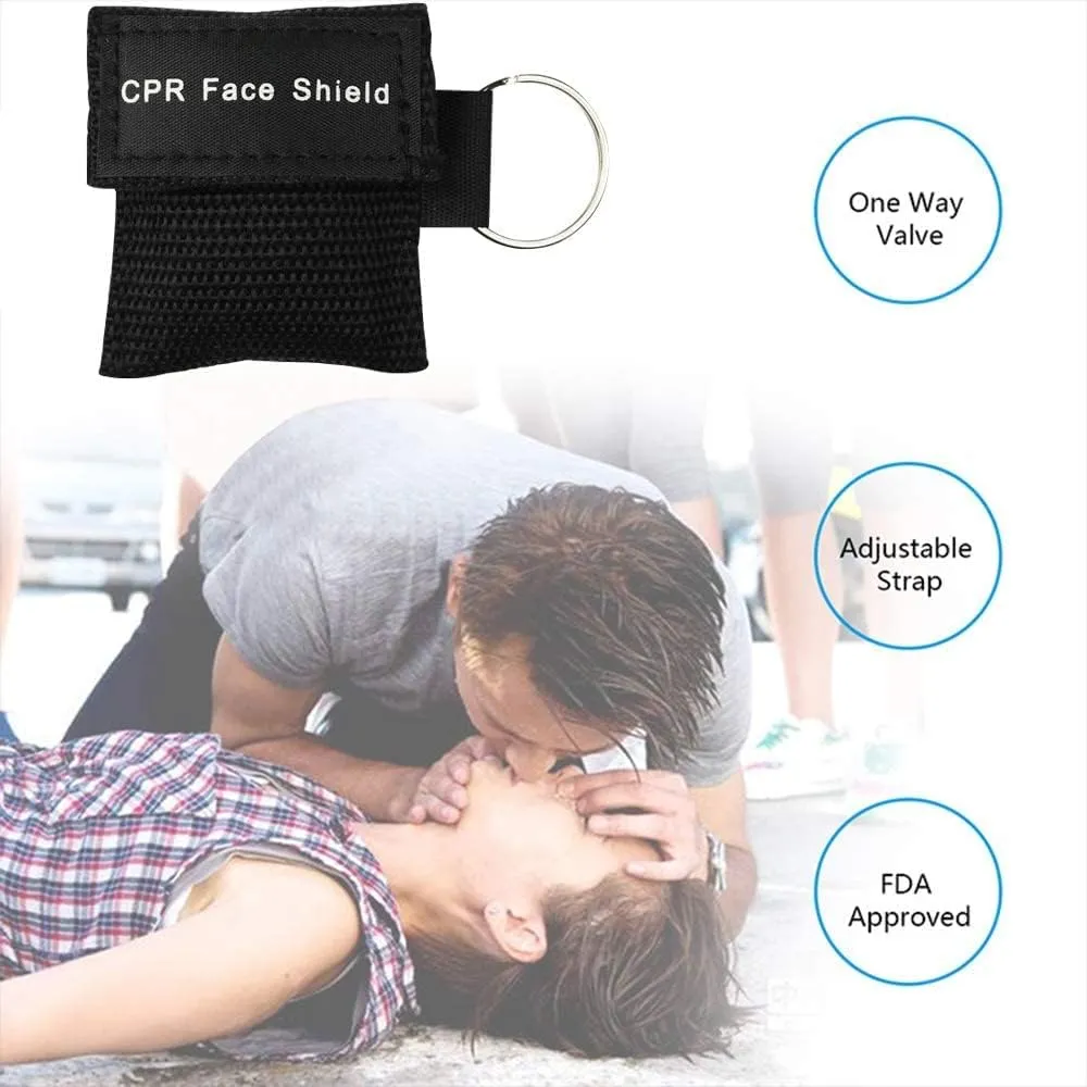 CPR Mask, Disposable CPR Shield Mask Emergency Mask with One-Way Valve Breathing Barrier for First Aid