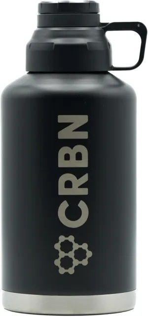 CRBN Stainless Steel Insulated Water Bottle - 64 oz Jug with Lid - Matte Black Metal Water Bottle - Keeps Drinks Cold for 10  Hours