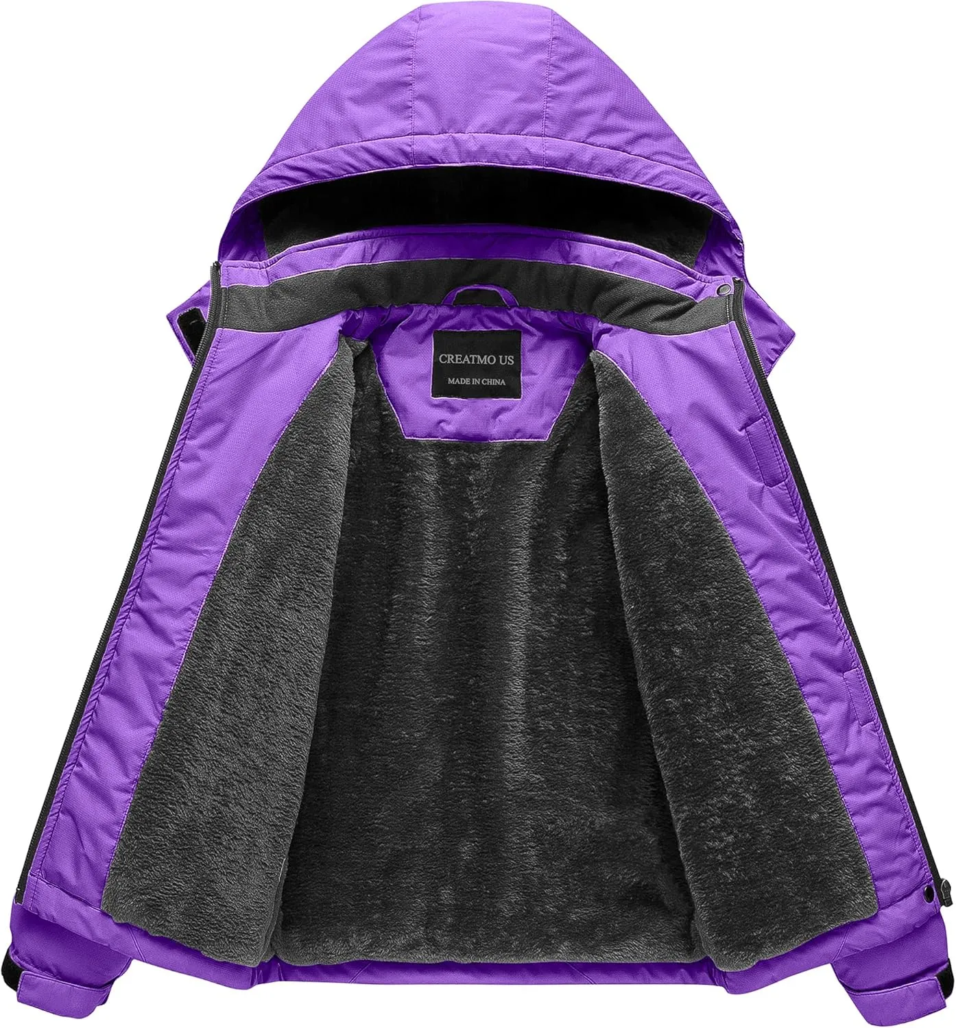 CREATMO US Girl's Waterproof Ski Jacket Warm Winter Snow Coat Windproof Snowboarding Rain Jacket
