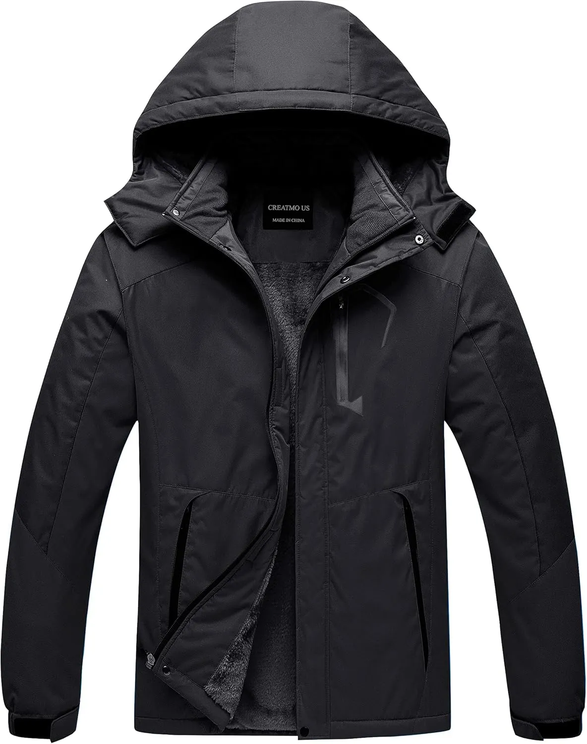 CREATMO US Men's Mountain Waterproof Ski Jacket - Windproof Snowboarding Warm Winter Coat Raincoat