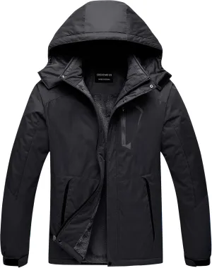 CREATMO US Men's Mountain Waterproof Ski Jacket - Windproof Snowboarding Warm Winter Coat Raincoat