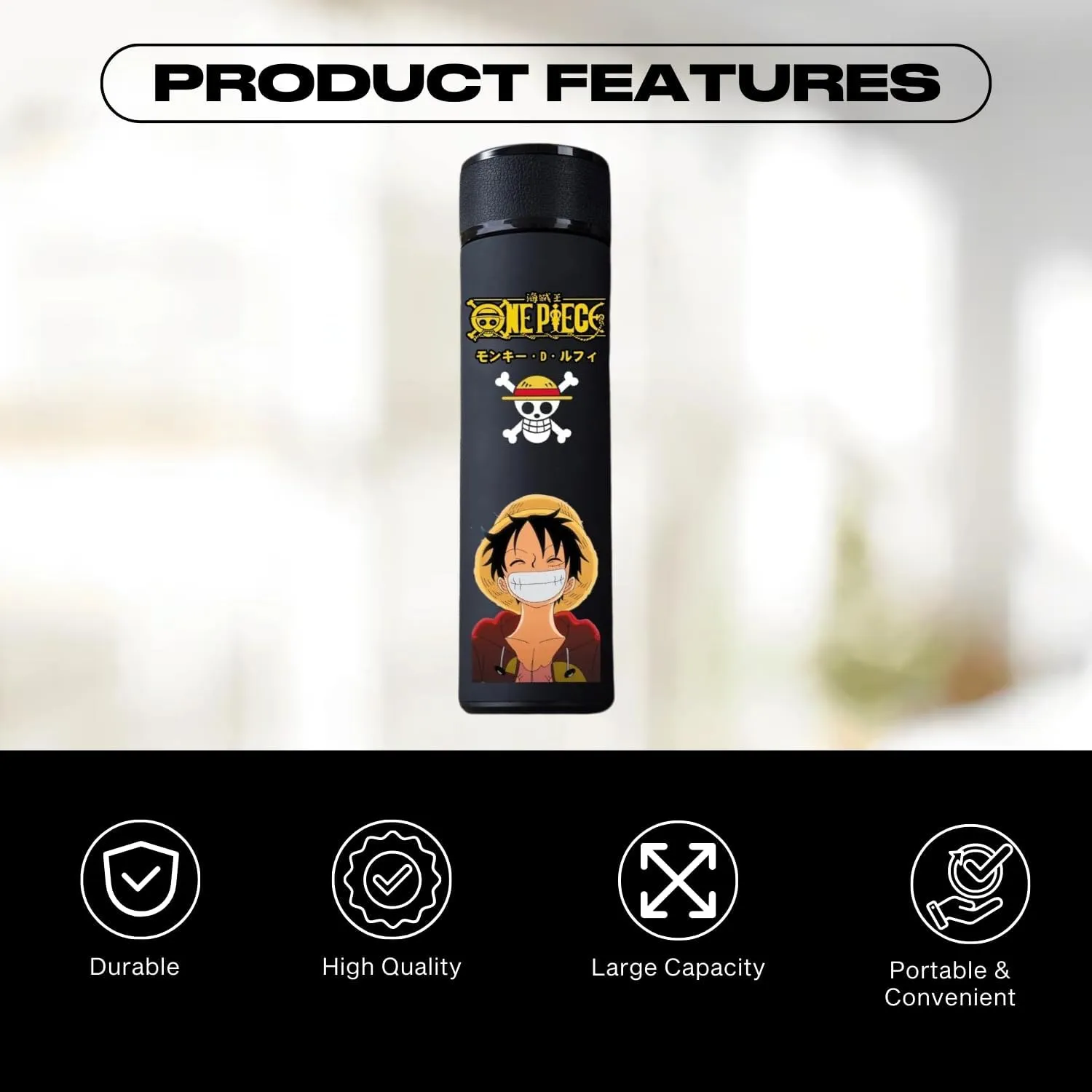 CROWN Anime Water Bottle - Stylish Gallon Water Bottle Leak Proof Water Bottles Gym Sports Travel Running Water Jug Holder (1A)