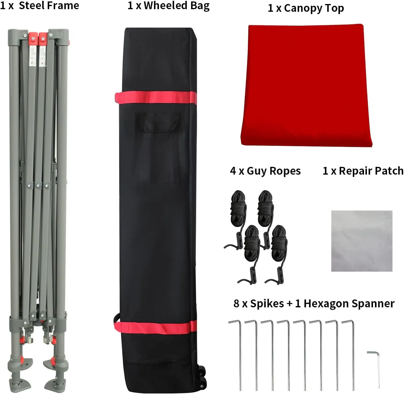 CROWN SHADES Pop Up Canopy - 11x11 Base Canopy Tent with One Push Setup - Pop Up Tent for Events, Parties, Camping - Gazebo with STO-N-Go Cover Bag, Silver Coated 9x9 Top, Red