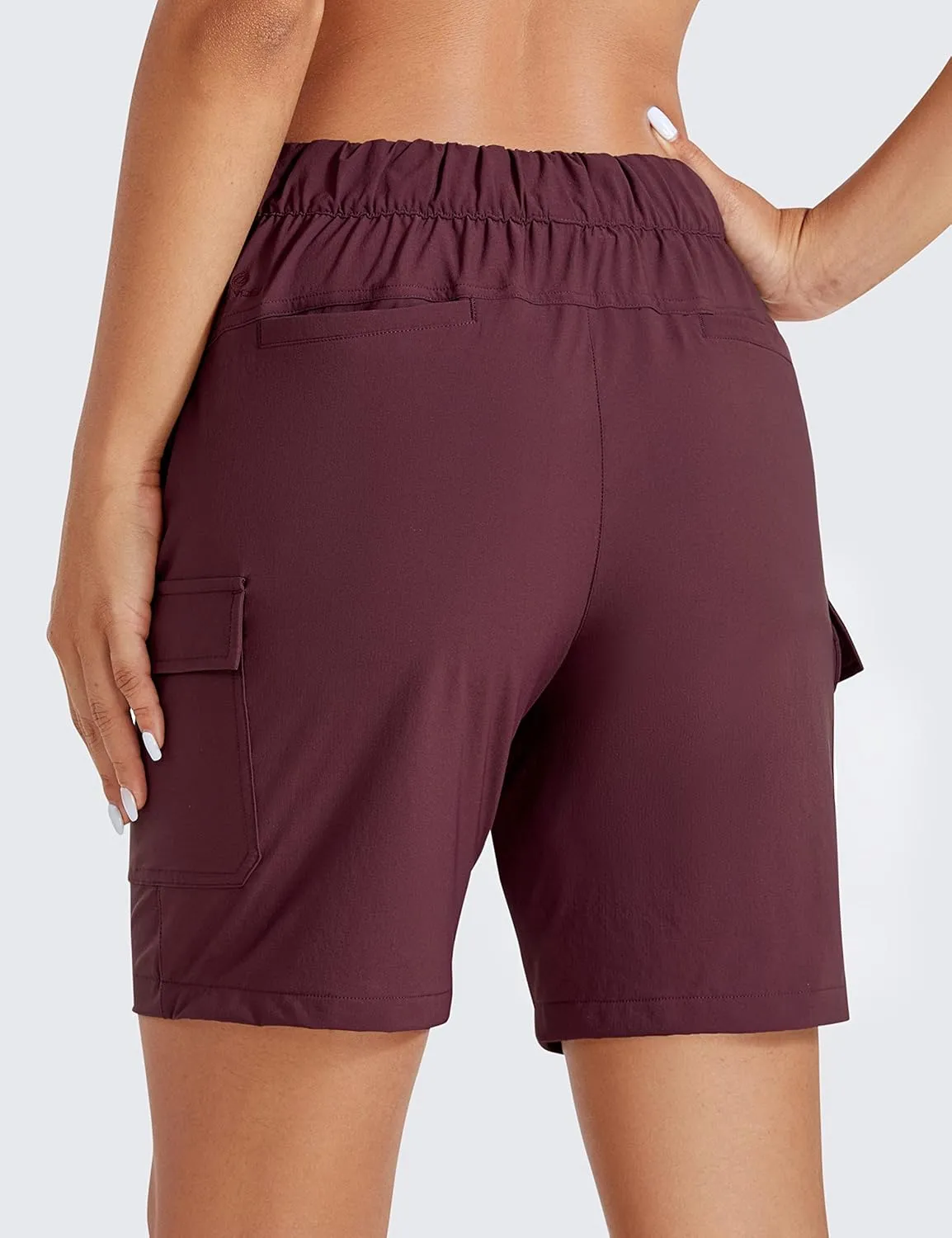 CRZ YOGA Stretch Hiking Cargo Shorts for Women 7'' - UPF 50  Waterproof Lightweight Summer Outdoor Golf Shorts with Pockets