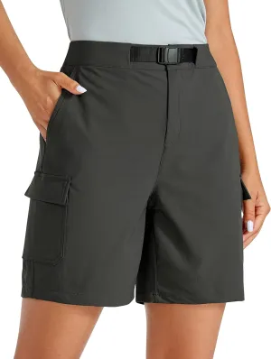 CRZ YOGA Stretch Hiking Cargo Shorts for Women 7'' - UPF 50  Waterproof Lightweight Summer Outdoor Golf Shorts with Pockets