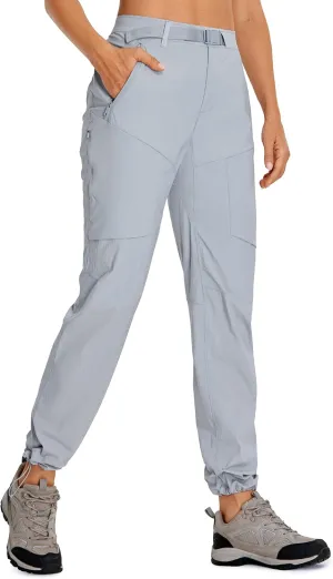CRZ YOGA Women's Lightweight Outdoor Hiking Pants UPF 50  Waterproof Stretch Athletic Workout Joggers with 4 Zipper Pockets
