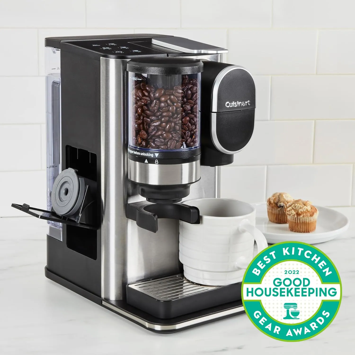 Cuisinart Single Serve Coffee Maker   Coffee Grinder, 48-Ounce Removable Reservoir, 120 volts, Stainless Steel, DGB-2SS