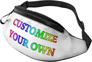 Custom Adjustable Waist Bag for Men Women Add Your Image/Logo/Text Personalized Belt Pack Bag Customized Fanny Pack for Outdoors Workout Travel Hiking Sports Running