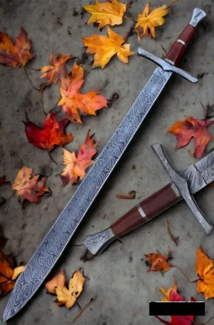 Custom Damascus Steel Sword - 37" Dagger/Legendary Machete Hunting Sword