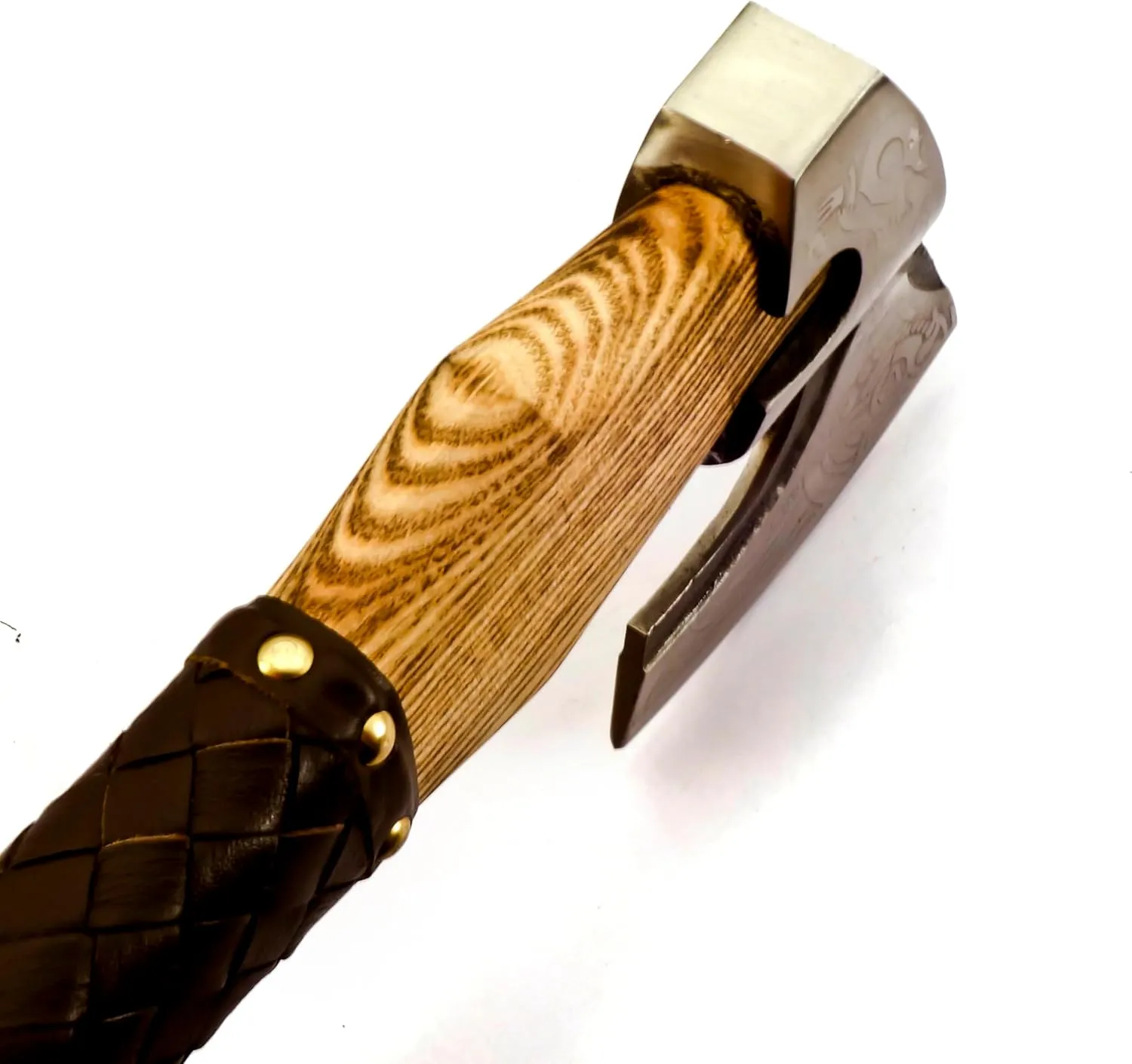 Custom Forged Carbon Steel Viking Style Bearded Axe - Real Hatchet, Throwing & Camping Axe with Leather Wrap Best Gift for Anniversary, Valentine's Day, Birthday with Premium Leather Sheath