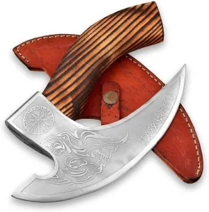 Custom Forged Viking Axe – Carbon Steel Bearded Camping Hatchet with Ash Wood Handle – Handcrafted Gift Axe for Men, Outdoor, Survival, Norse Decor