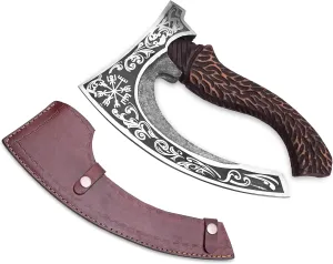 Custom Hand Forged Carbon Steel 12 Inch Short Axe, Forged Axe, Engraving On Handle, Laser Etching On Blade, Hatchet with Leather Sheath, Best for Hunting, Camping Wood Cutting, Gift for Him