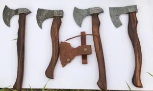 Custom Hand Forged Damascus Steel Axe 4 Hatchet Survival Axe Camping Axe - Bushcraft Axe - Wood Axe - Battle Axe - Damascus Steel Axe - Viking Axe with Sheath