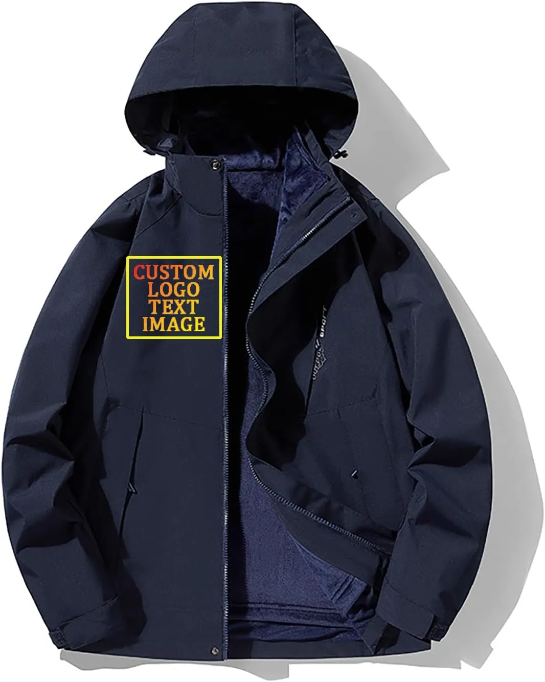 Custom Men's Women's 3-in-1 Ski Jacket Windproof Waterproof Raincoat Fleece Insulated Winter Hooded Coat