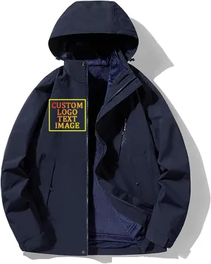 Custom Men's Women's 3-in-1 Ski Jacket Windproof Waterproof Raincoat Fleece Insulated Winter Hooded Coat
