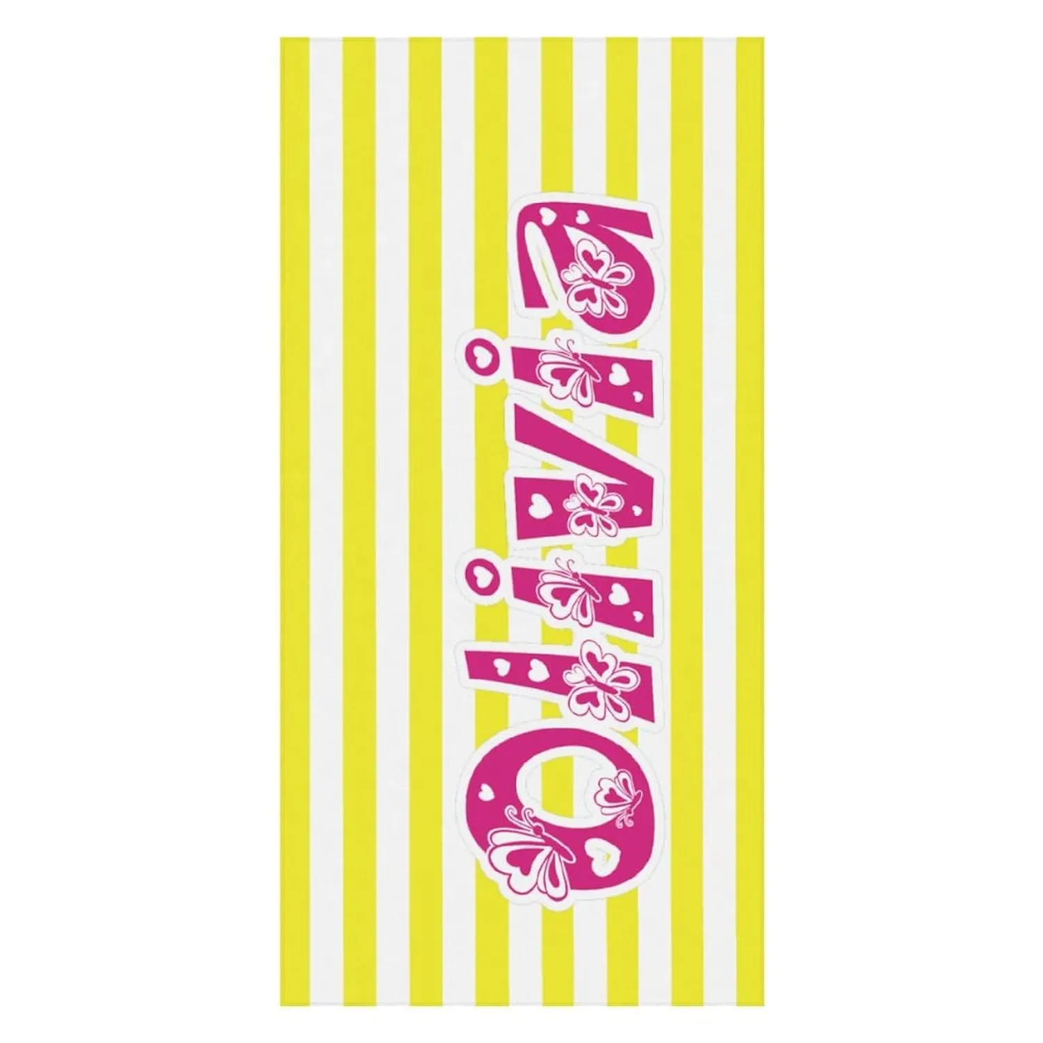 Custom Yellow And White Names Beach Towels for Kids Teen Gift Personalized Yellow And White Bath Towels Designer Fast Drying Striped Toalla De Playa for Kid Bachelorette Beach Towela
