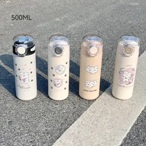Cute Bear Stainless Steel Sipper Bottle – Leak-proof & Portable (500ml)