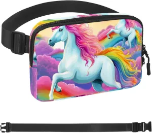 Cute Cartoon Colored Unicorn-173 Belt Bag for Men and Women Fanny Pack,Belt Bag with Adjustable Strap,Fashion Crossbody Everywhere Belt Bag for Travel Outdoors Running Hiking