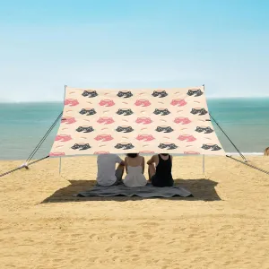Cute Cat Head with Sushi Beach Camping Tent Sun Shelter for Whole Family, Beach Shade Canopy with UPF50  UV Protection,Easy Set Up and Carry,Outdoor Shade for Trips, Fishing, Backyard Fun Picni