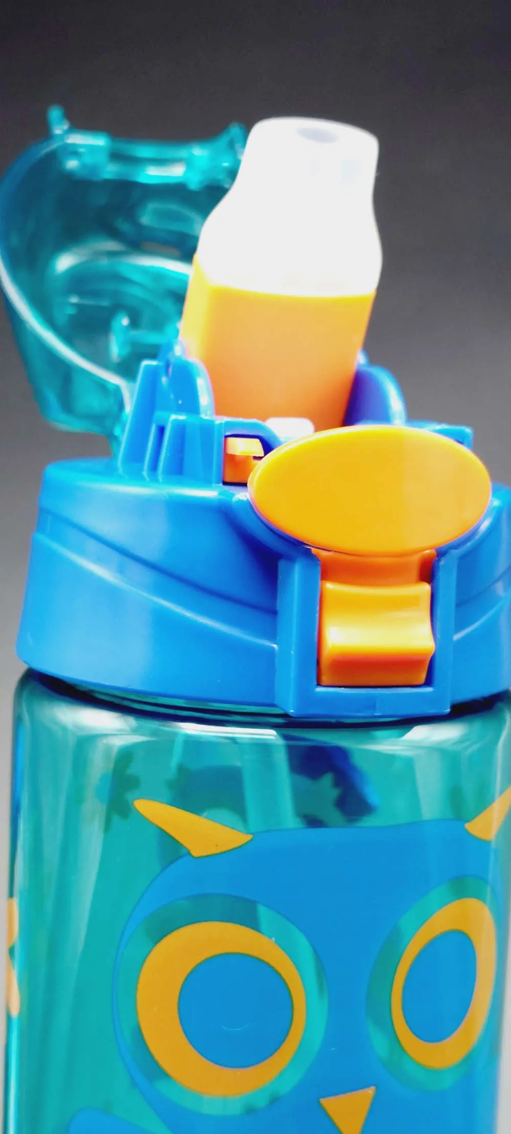 Cute Owl Themed Travel Water Bottle BPA Free Plastic Sipper For Pre School Boys and Girls