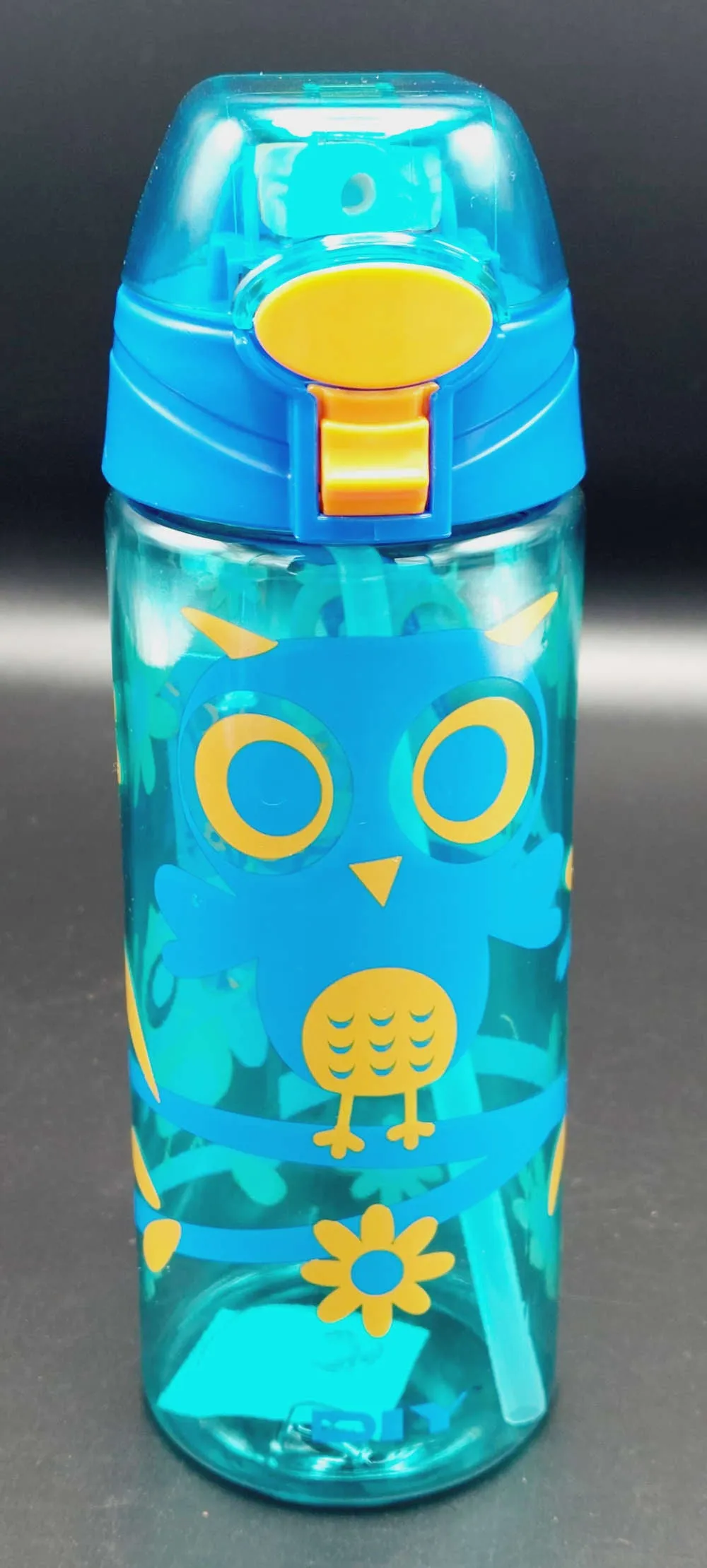 Cute Owl Themed Travel Water Bottle BPA Free Plastic Sipper For Pre School Boys and Girls