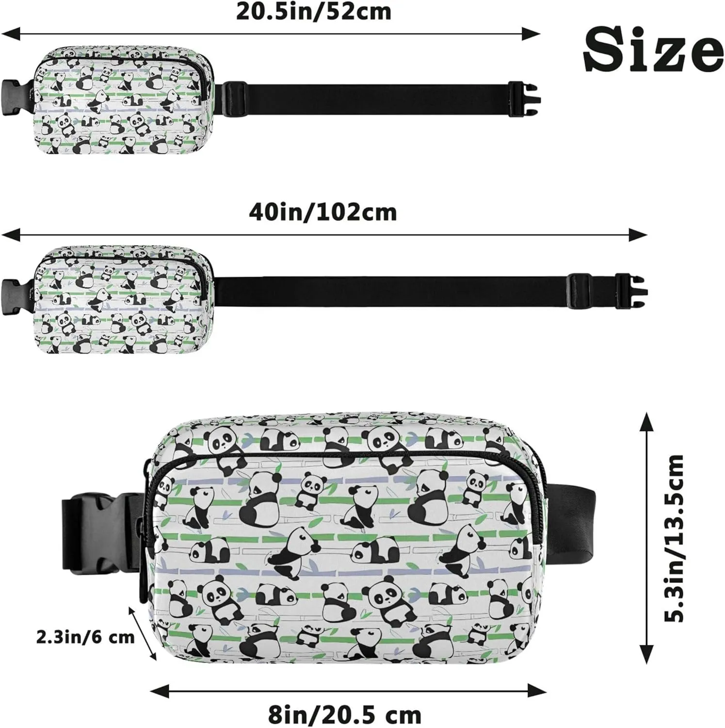 Cute Panda Bears Fanny Packs Women Hip Pack Belt Bag Waterproof Trendy Cross Body Waist Purse