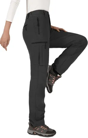 Cycorld Women's-Ski-Snow-Pants, Fleece Lined Water Resistant Windproof Pants Winter Hiking Softshell Pants for Women