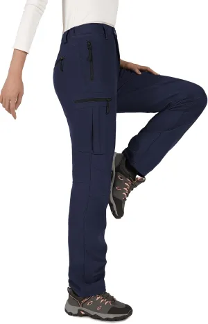 Cycorld Women's-Ski-Snow-Pants, Fleece Lined Water Resistant Windproof Pants Winter Hiking Softshell Pants for Women