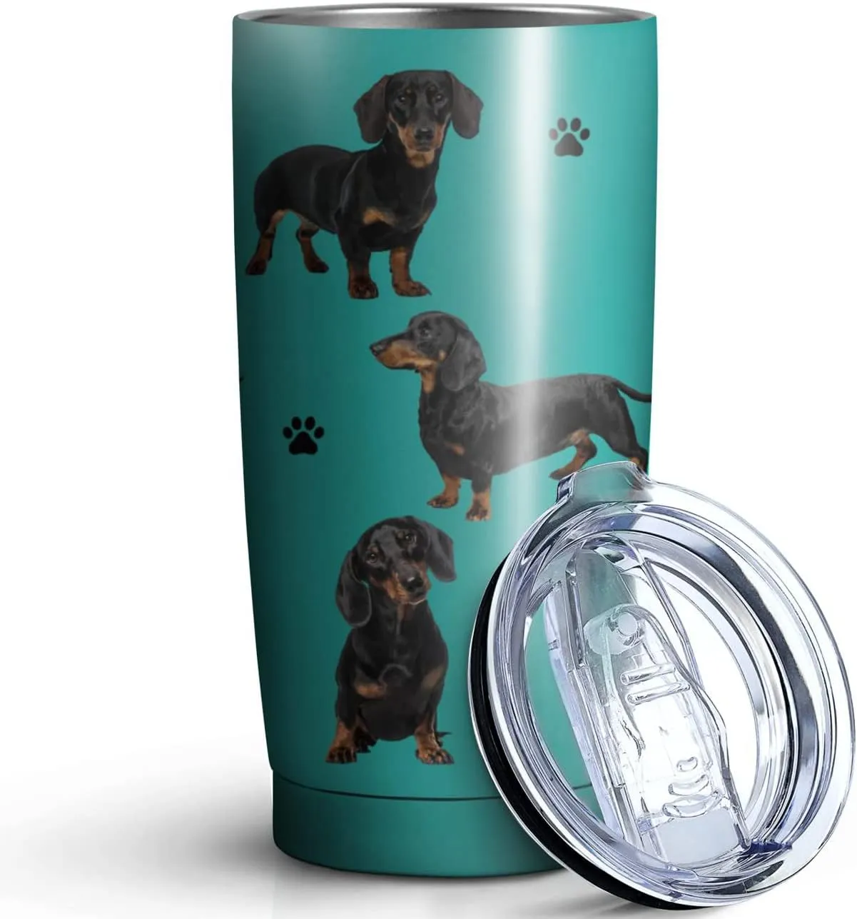 Dachshund Dog Tumbler Stainless Steel Insulated Travel Coffee Cups with Lid and Straw,Ideal Memorial Gift for Dog Dad/Mom,20oz