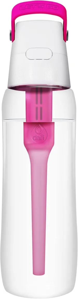 Dafi Water Bottle with Filter Solid 0.7 L Pink - Water Bottle Filters Chlorine When Drinking, Water Filter Bottle, Water Filter Bottle - for Travel, Sports, BPA-Free