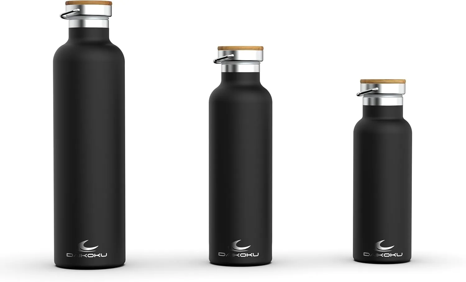 Daikoku Stainless Steel Water Bottle – 1L – Thermal Bottle – Cold 24 Hours and Hot Drinks 12 Hours – Water Bottle Leakproof – Double Walled BPA Free – Thermal Bottle – Black