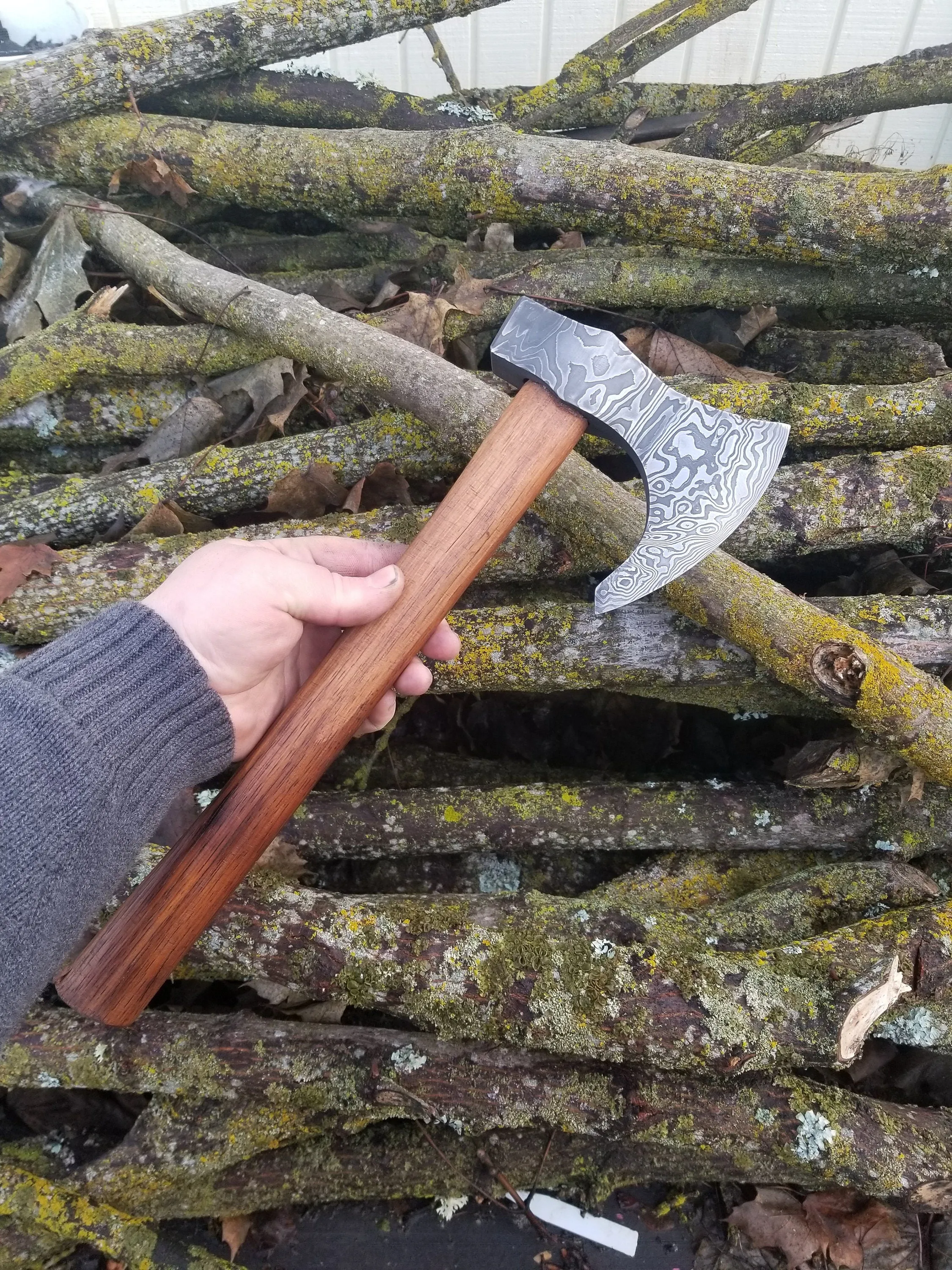 Damascus Bearded Hatchet - 1080/15n20