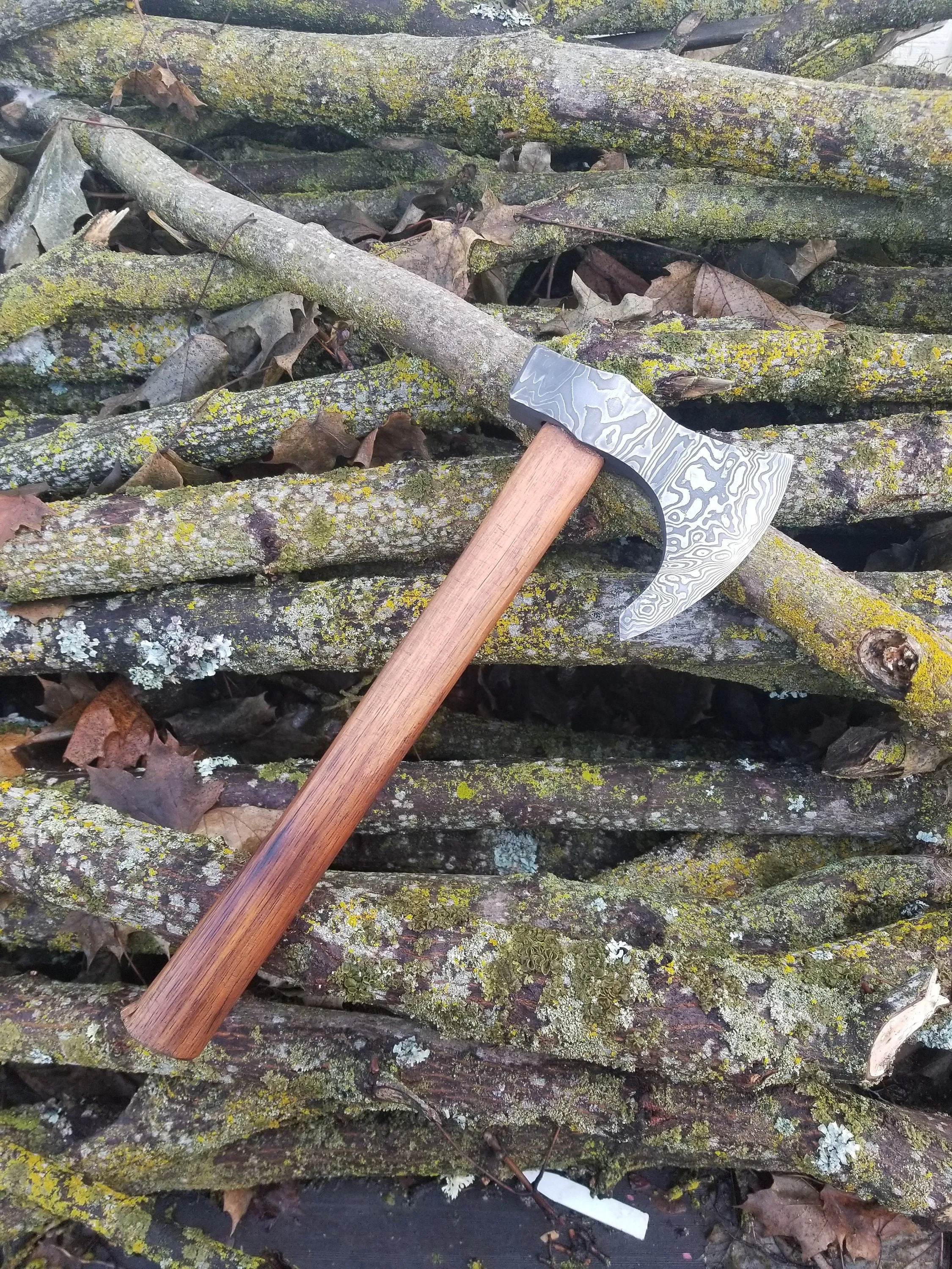 Damascus Bearded Hatchet - 1080/15n20
