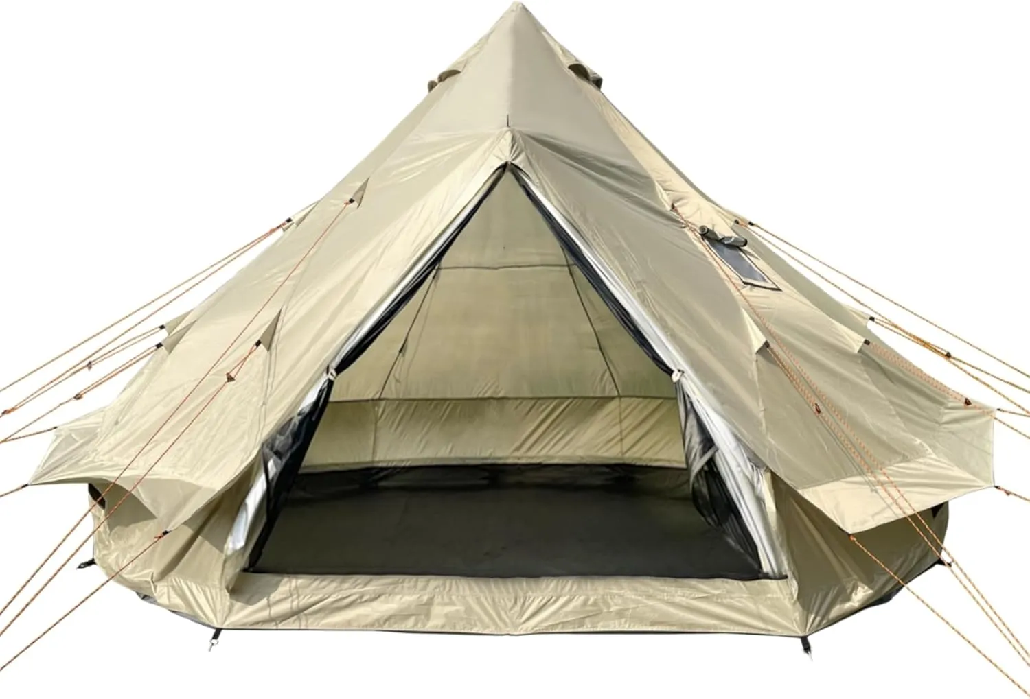 DANCHEL OUTDOOR B2A Waterproof Roomy Interior Yurt Tent, No Center Pole Bell Tent 4/8 Person Family Camping Glamping, 4 Season Hot Tents with Stove Jack 300D Oxford Nylon, 13ft/16.4ft Khaki