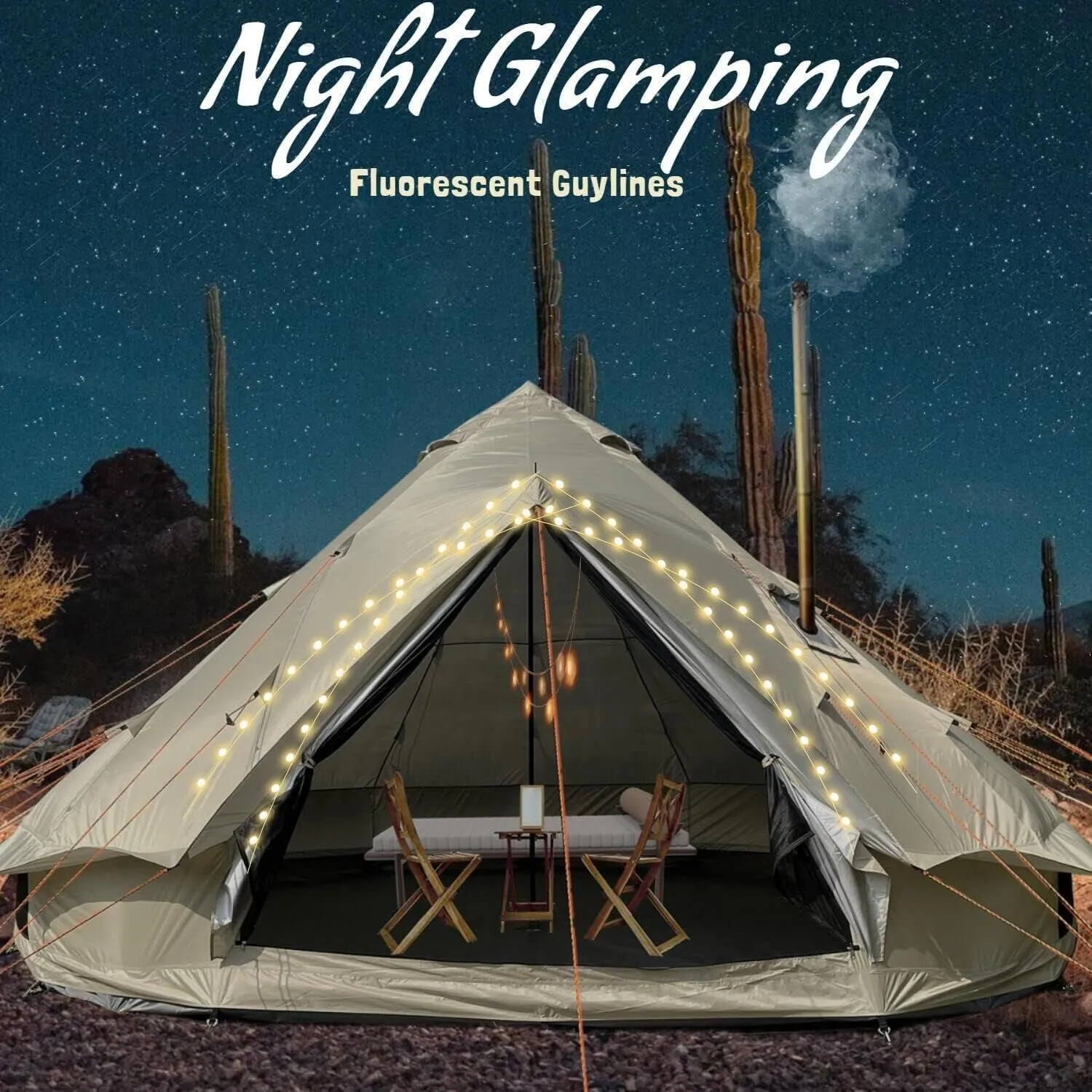 DANCHEL OUTDOOR B2A Waterproof Roomy Interior Yurt Tent, No Center Pole Bell Tent 4/8 Person Family Camping Glamping, 4 Season Hot Tents with Stove Jack 300D Oxford Nylon, 13ft/16.4ft Khaki