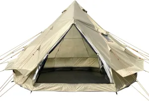 DANCHEL OUTDOOR B2A Waterproof Roomy Interior Yurt Tent, No Center Pole Bell Tent 4/8 Person Family Camping Glamping, 4 Season Hot Tents with Stove Jack 300D Oxford Nylon, 13ft/16.4ft Khaki
