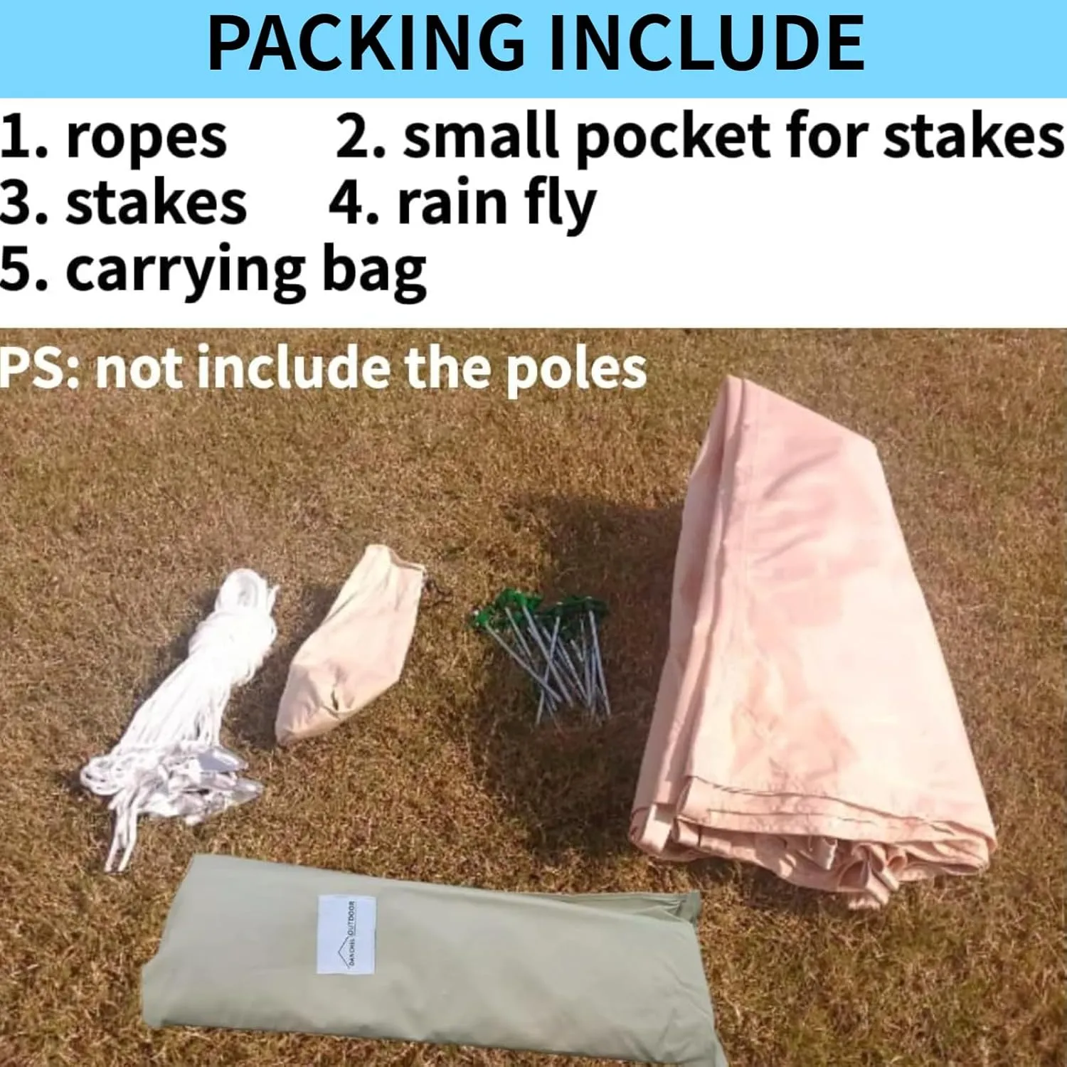 DANCHEL OUTDOOR Waterproof 4 Season Rain Fly for B5PRO Canvas Tent, Bell Tent Rain Cover Protector No/with Stove Jack,Lightweight Oxford Nylon Yurt Tarp Camping Accessories Beige, 9.8/13/16.4/20ft