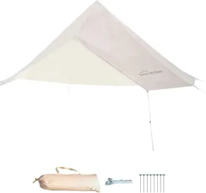 DANCHEL OUTDOOR Waterproof 4 Season Rain Fly for B5PRO Canvas Tent, Bell Tent Rain Cover Protector No/with Stove Jack,Lightweight Oxford Nylon Yurt Tarp Camping Accessories Beige, 9.8/13/16.4/20ft