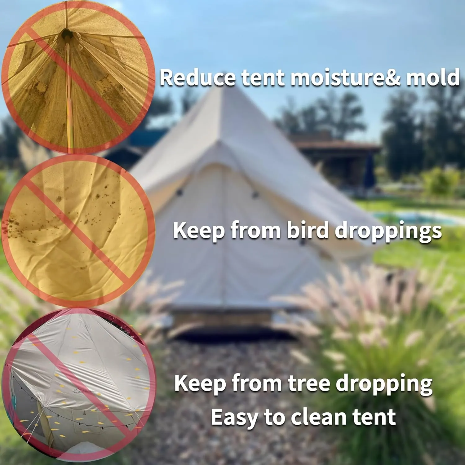 DANCHEL OUTDOOR Waterproof 4 Season Rain Fly for B5PRO Canvas Tent, Bell Tent Rain Cover Protector No/with Stove Jack,Lightweight Oxford Nylon Yurt Tarp Camping Accessories Beige, 9.8/13/16.4/20ft